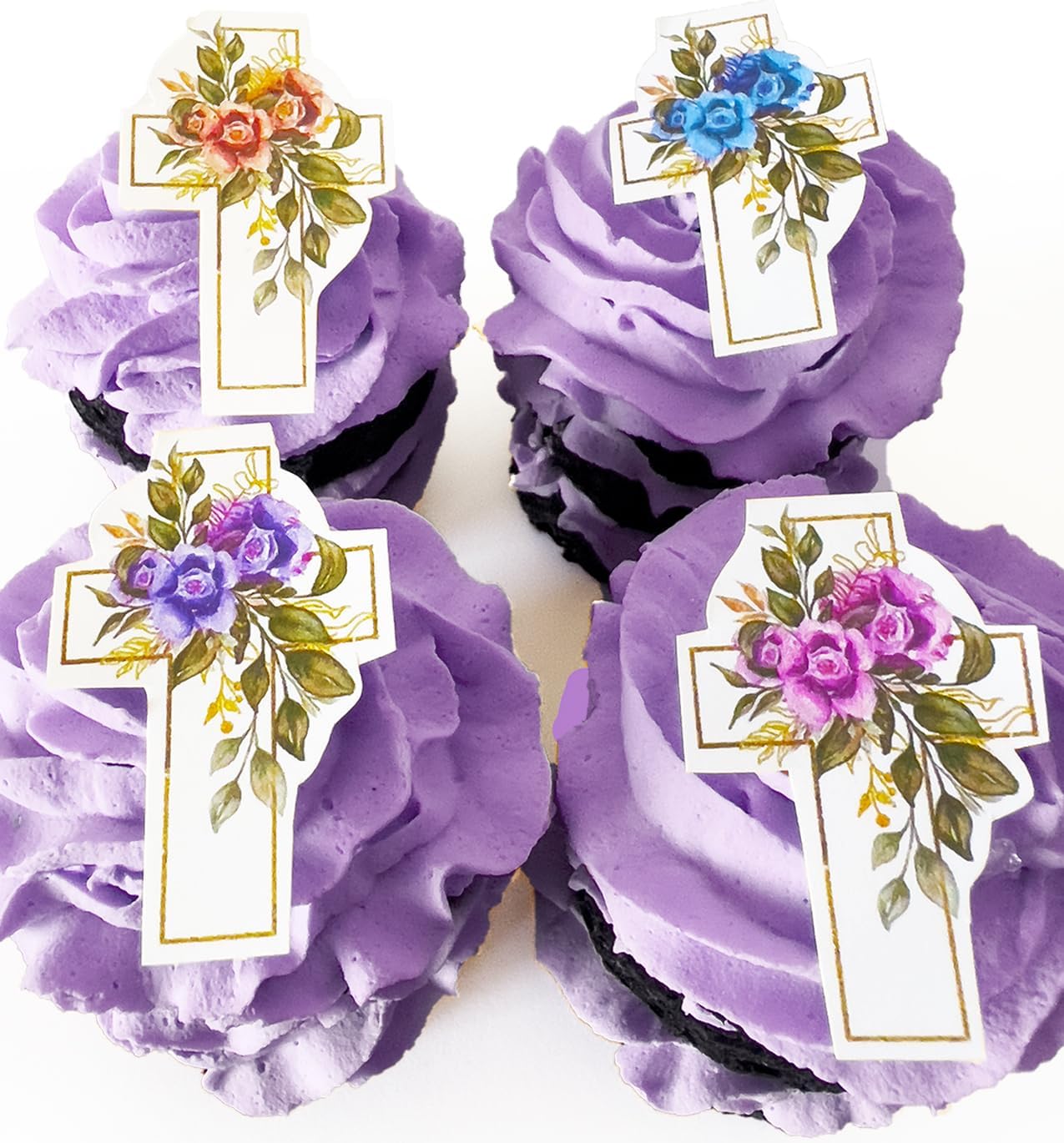 Edible Easter Cross Cake Toppers – Small Size – Set of 24
