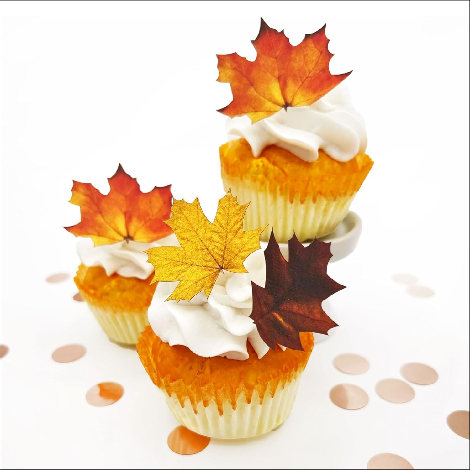 Edible Fall Leaves Cake Toppers – Small Size – Assorted Set of 24