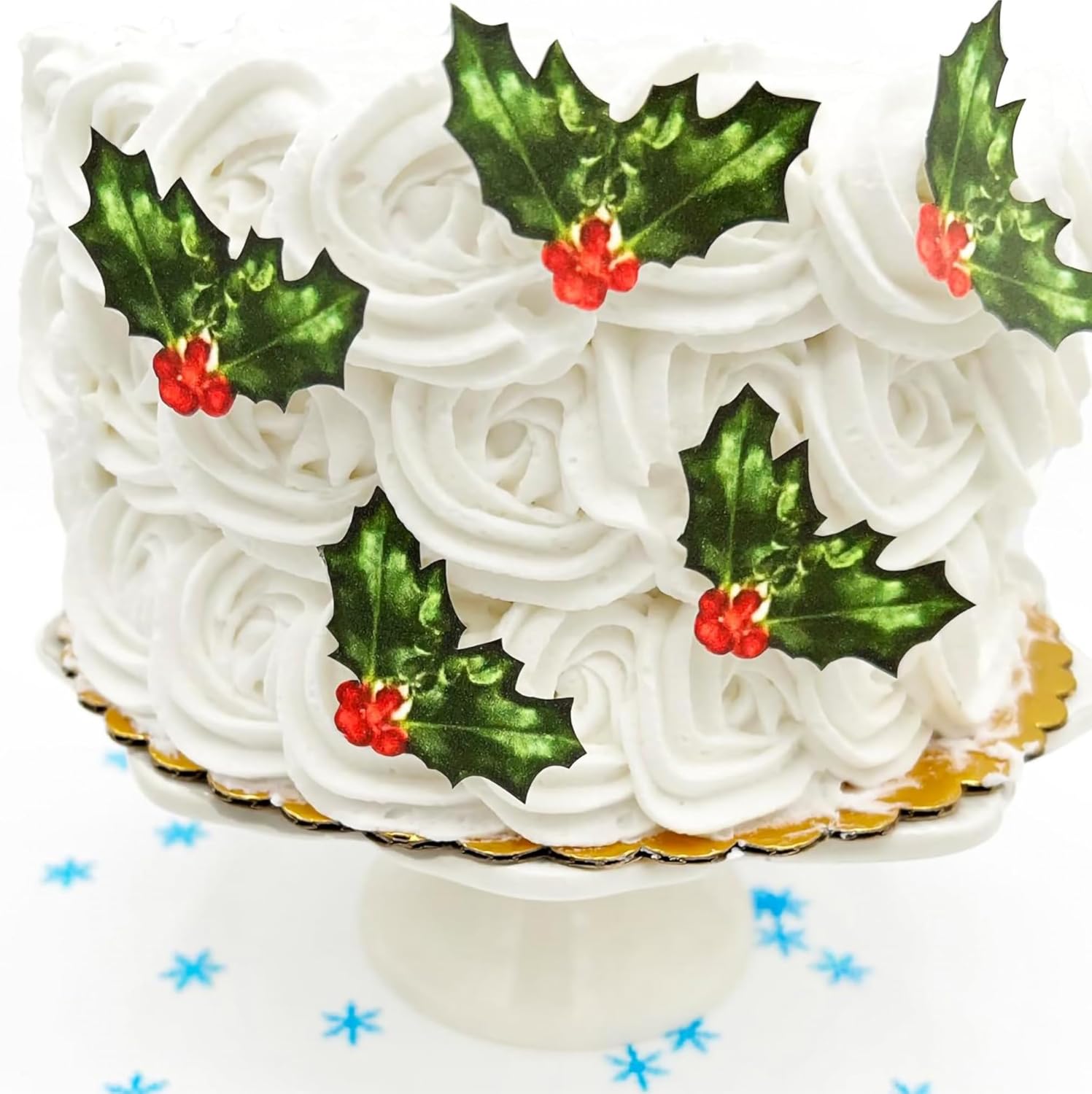 Edible Robot Holly Leaves Cupcake Toppers – Small Size – Set of 24