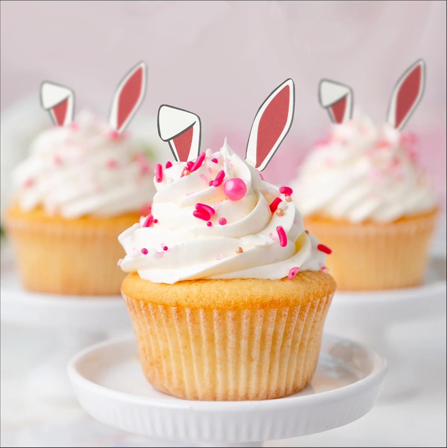 Edible Bunny Ears Cake Toppers – Small Size – Set of 24