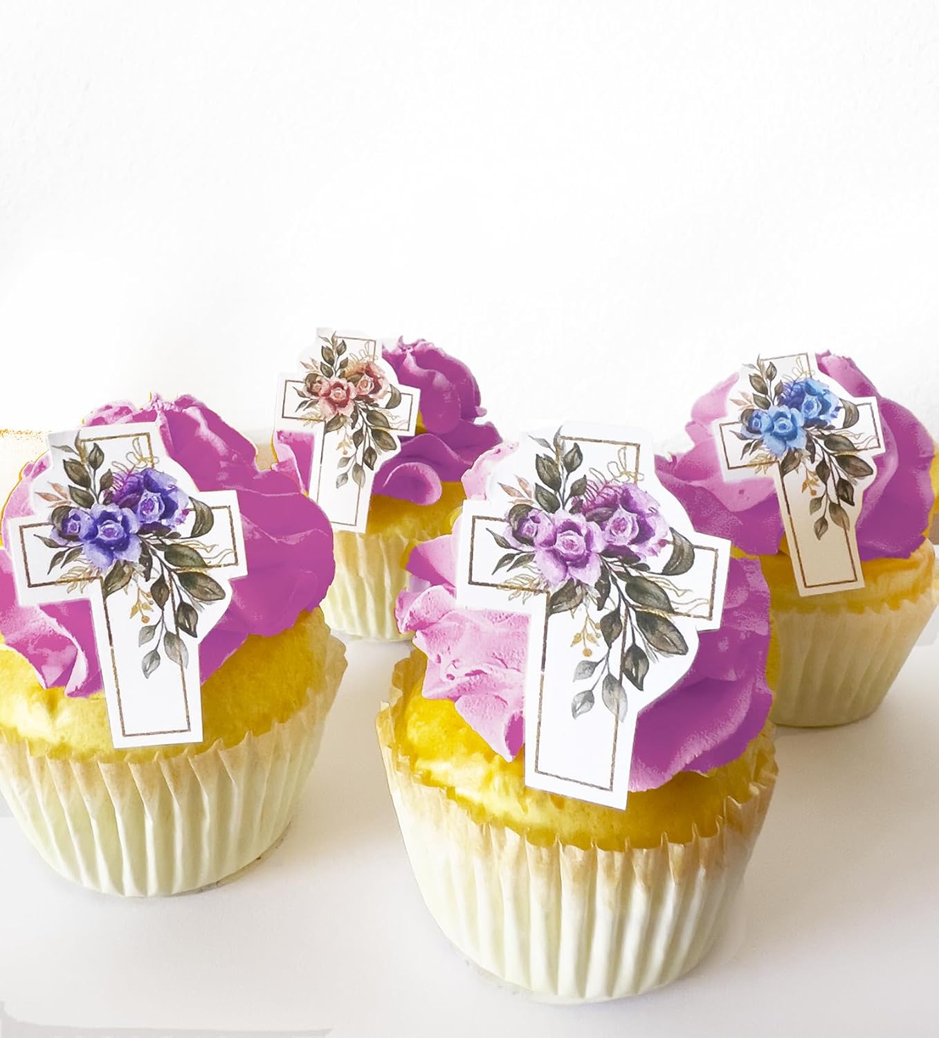 Edible Easter Cross Cake Toppers – Small Size – Set of 24