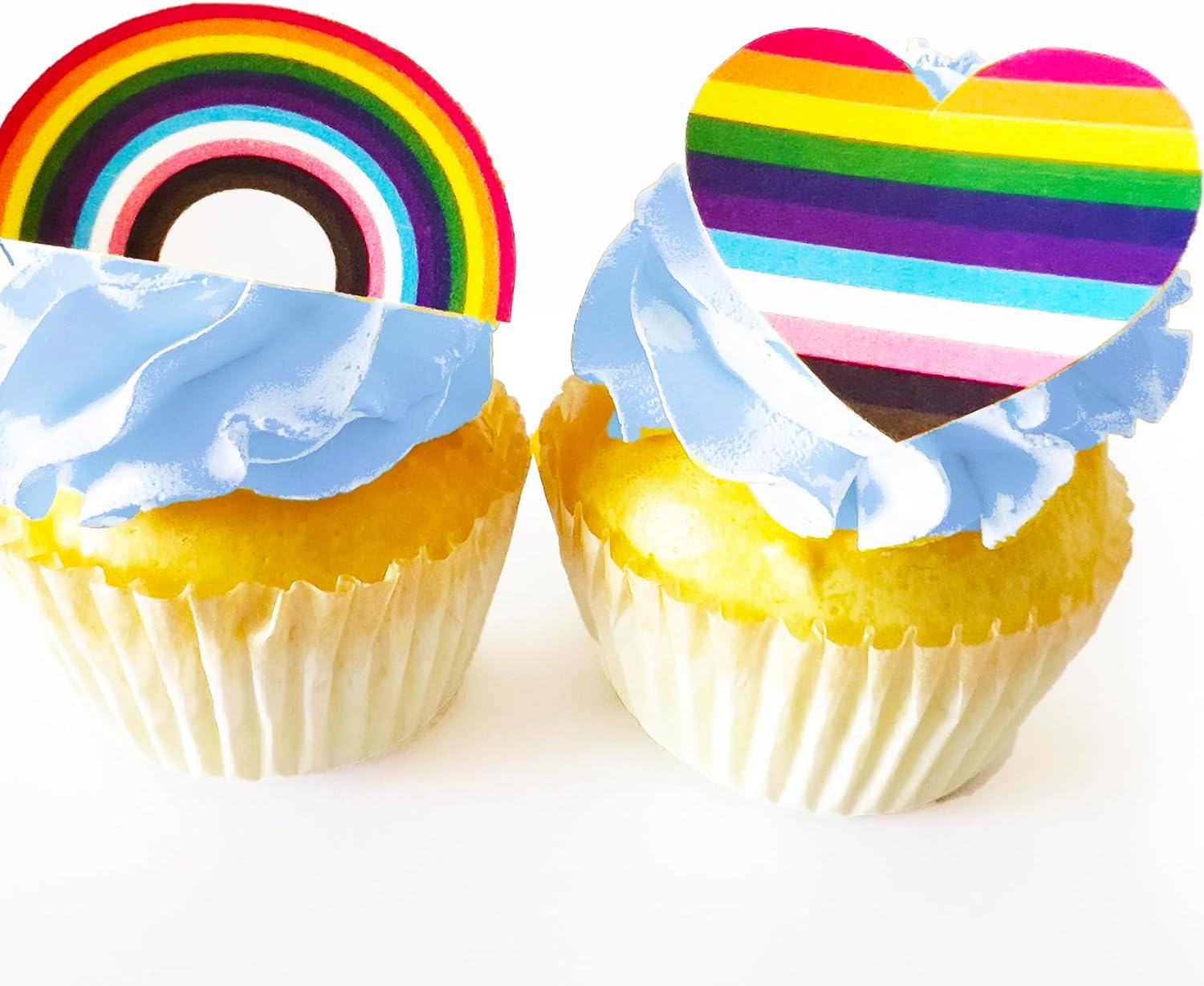 Edible Rainbow & Heart Cake Toppers – Small Size – Set of 24