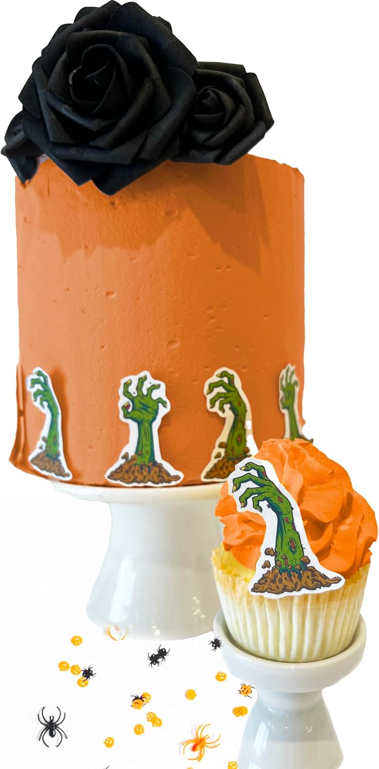 Edible Zombie Hand Cake Toppers – Small Size – Assorted Set of 24