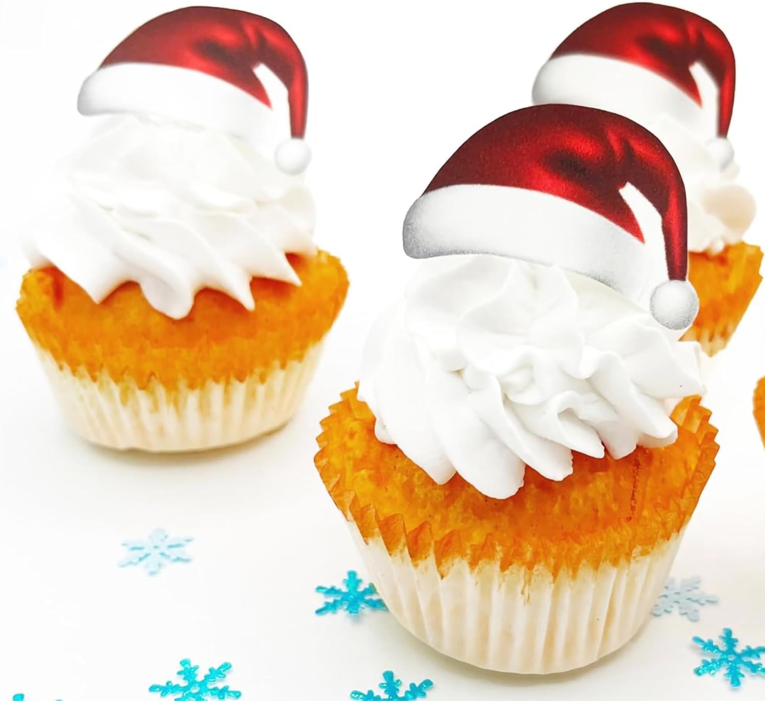 Edible Robot Santa Hat Cupcake Toppers – Small Size – Set of 24