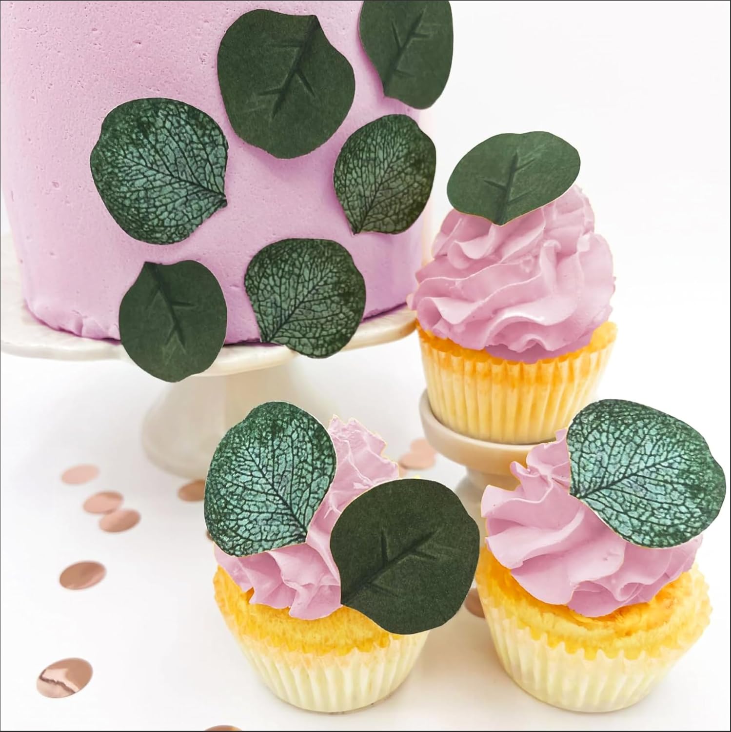 Edible Eucalyptus Leaf Cake Toppers – Small Size – Set of 24