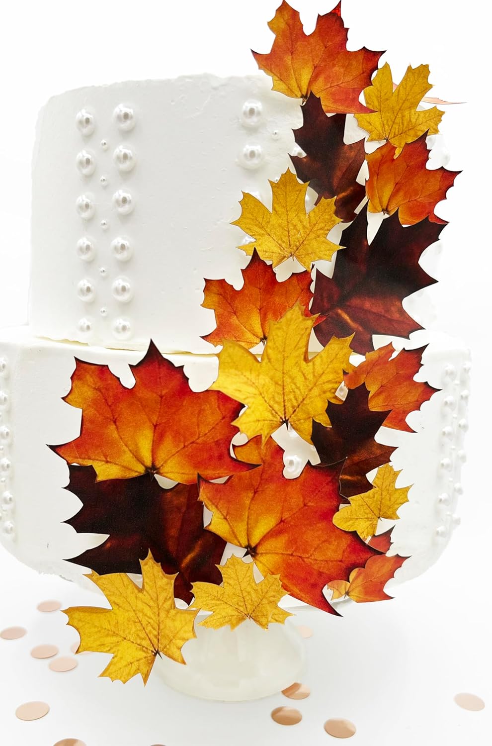 Edible Fall Leaves Cake Toppers  – Assorted Size Set of 15