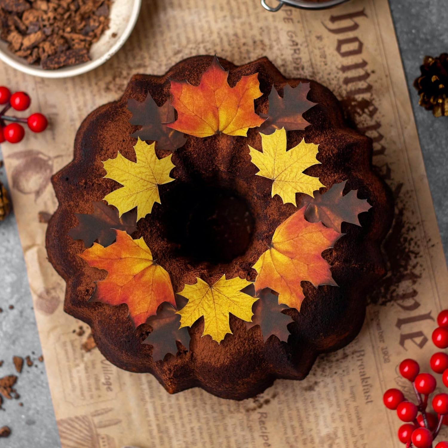 Edible Fall Leaves Cake Toppers  – Assorted Size Set of 15