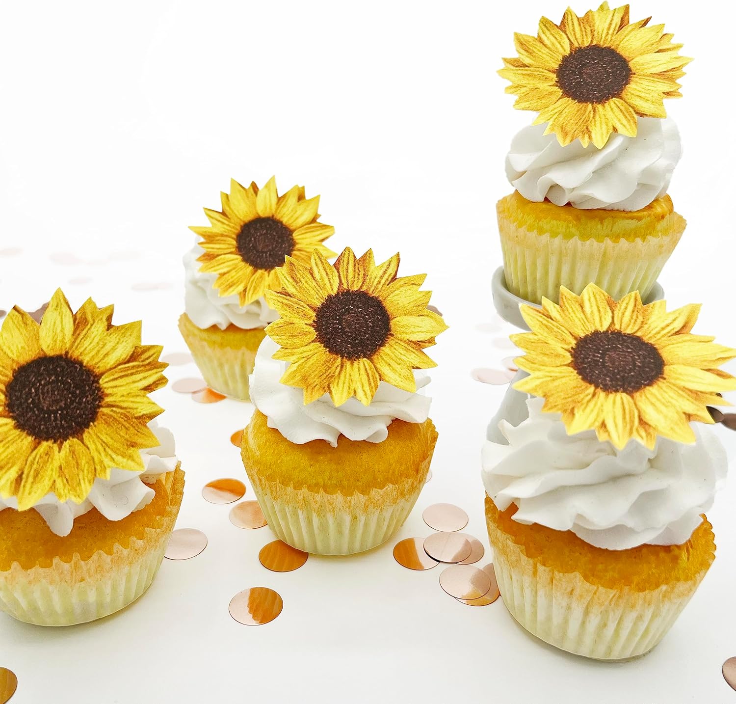 Edible Sunflower Cake Toppers – Large Size – Set of 12