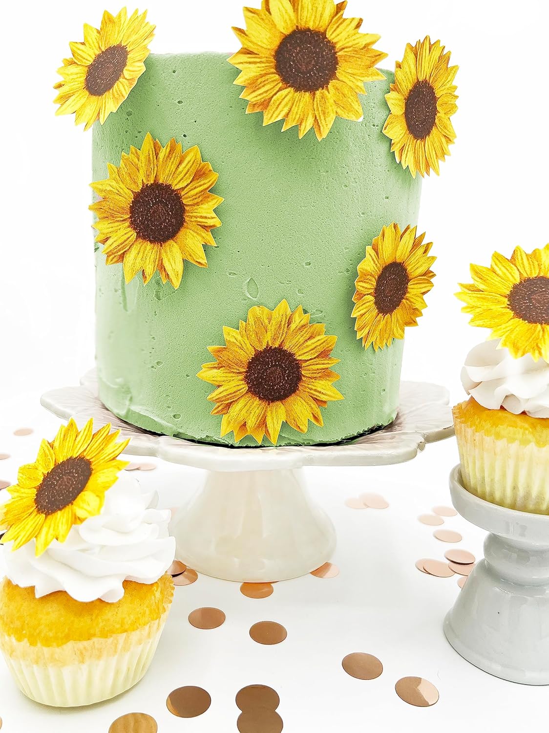 Edible Sunflower Cake Toppers – Large Size – Set of 12