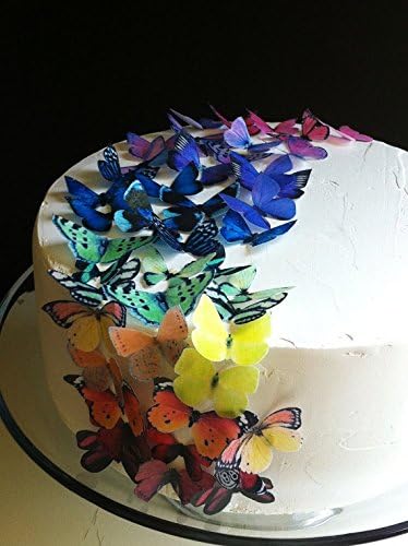 Edible Butterfly Cake Toppers – Small Size – Assorted Rainbow – Set of 50