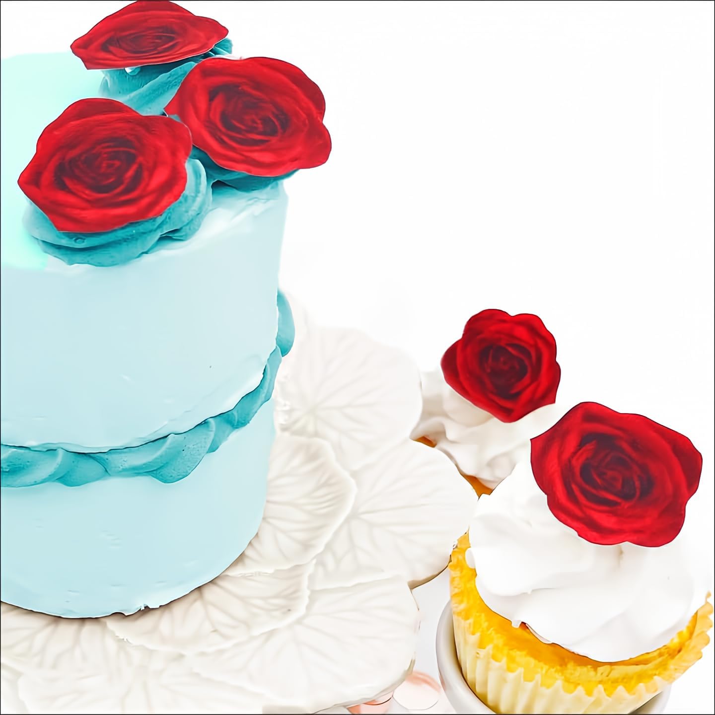 Edible Red Rose Cake Toppers – Wafer Flowers for Cakes & Cupcakes
