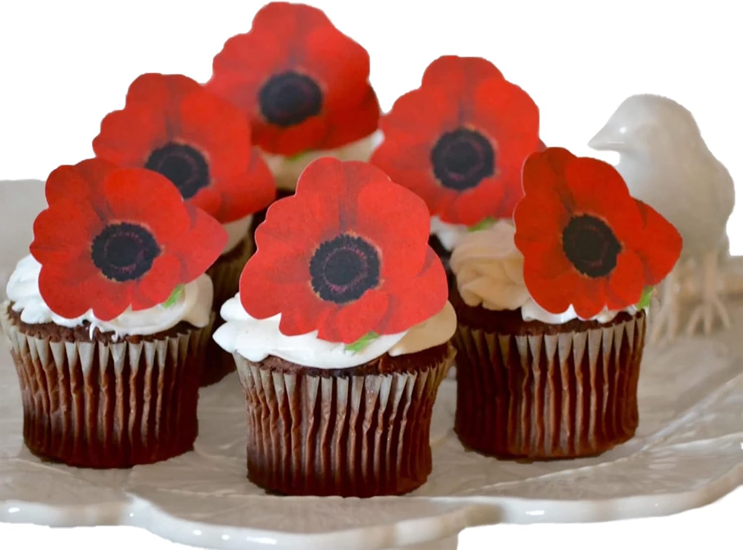 Edible Poppy Flower Cake Toppers – Small Size – Set of 20