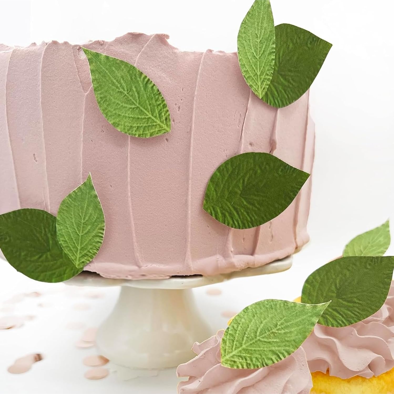 Edible Green Leaf Cake Toppers – Small Size – Set of 24