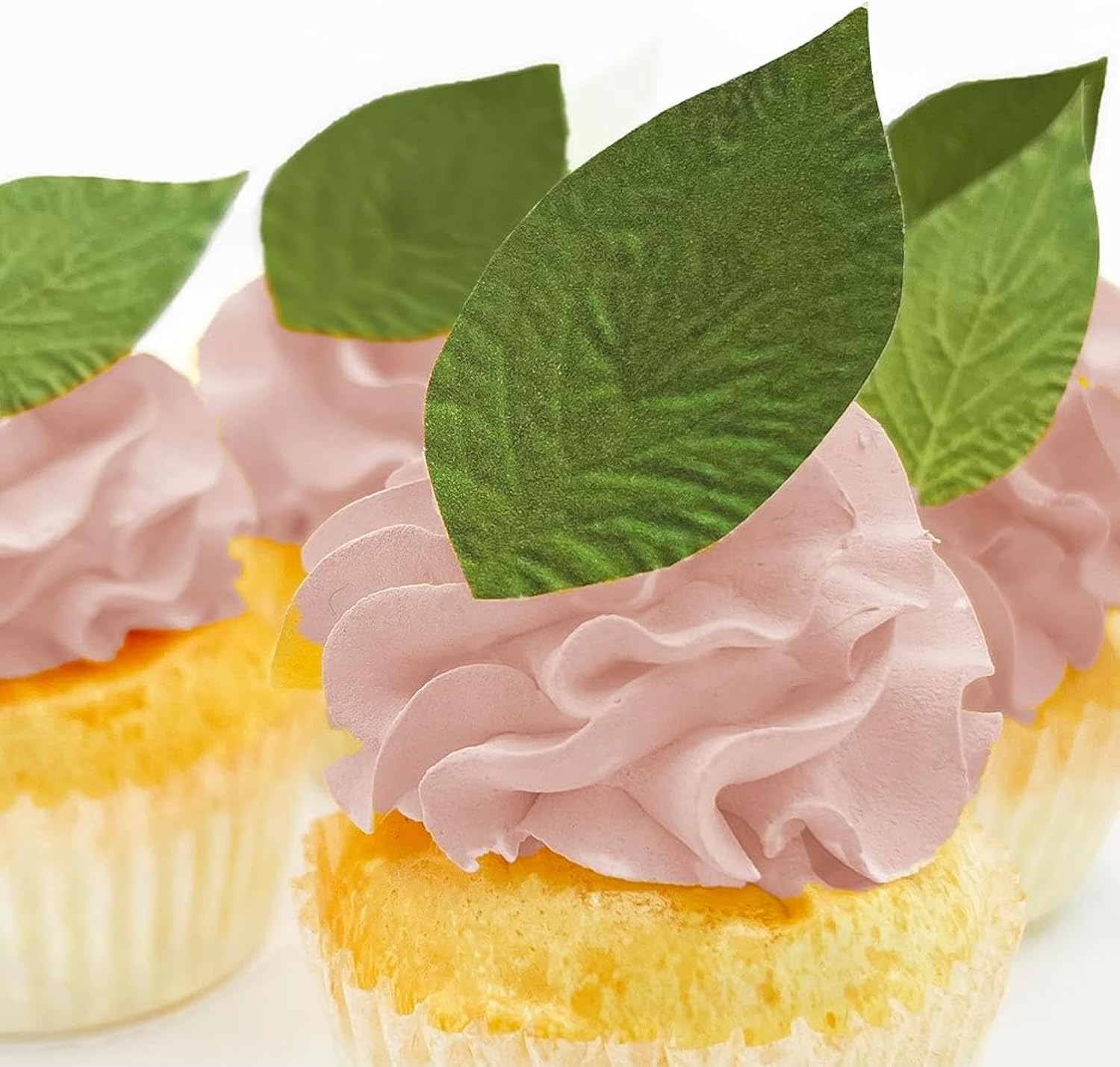 Edible Green Leaf Cake Toppers – Small Size – Set of 24