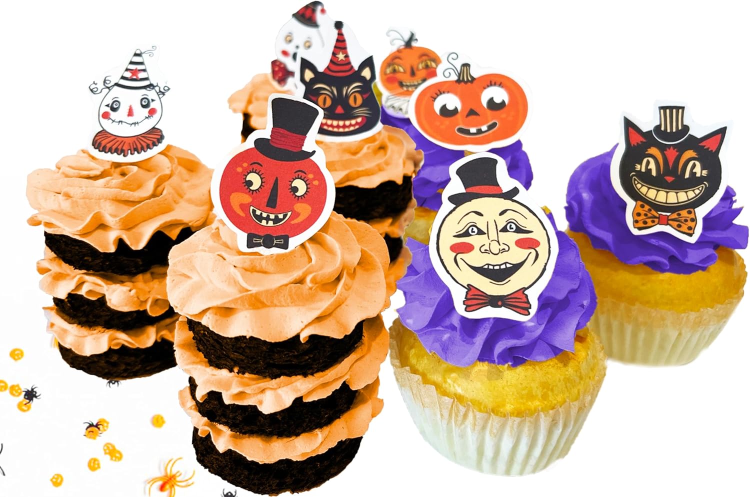Edible Halloween Cuties Cake Toppers – Small Size – Assorted Set of 24