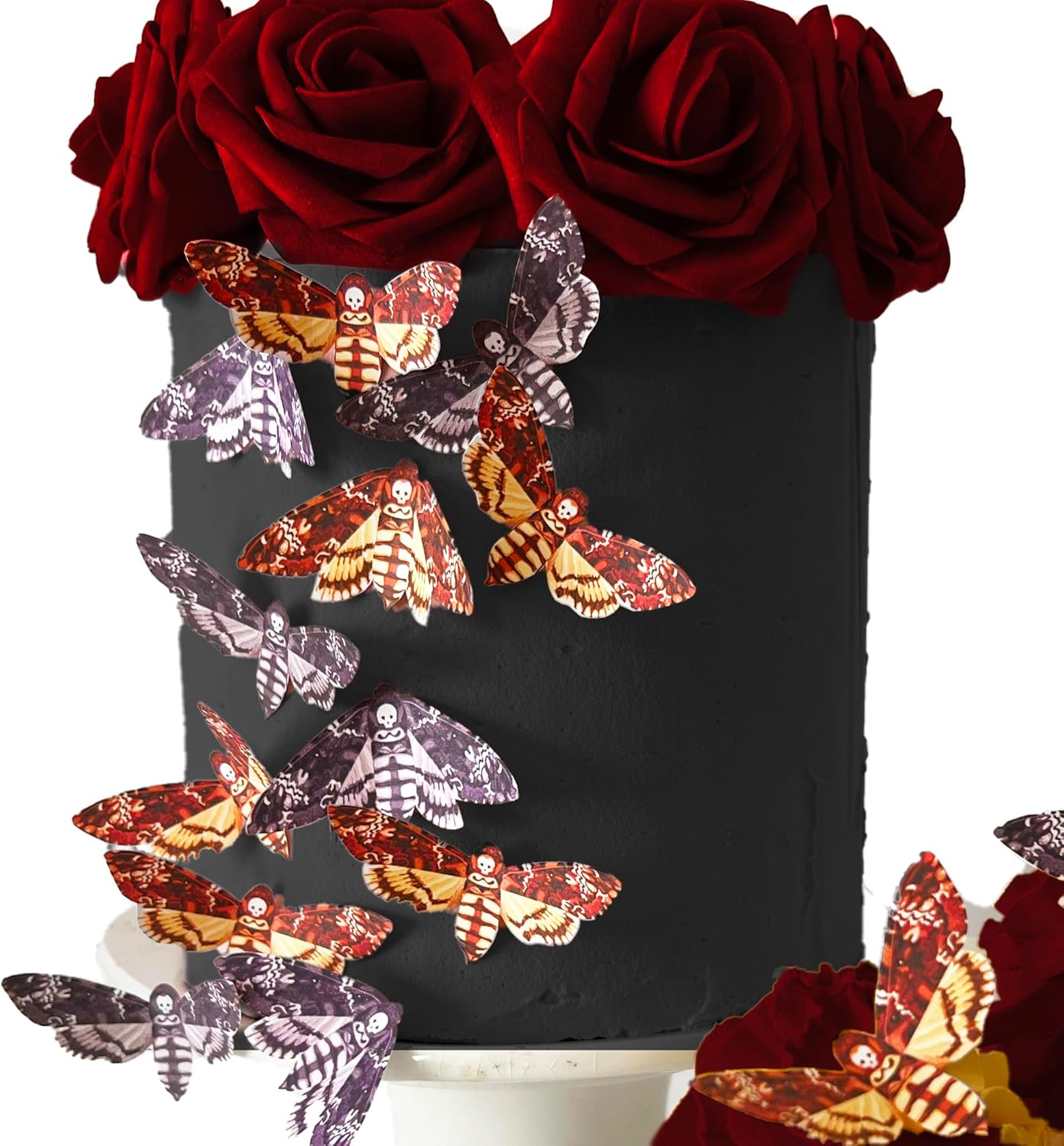 Edible Death Head Moth Cake Toppers – Small Size – Assorted Set of 24