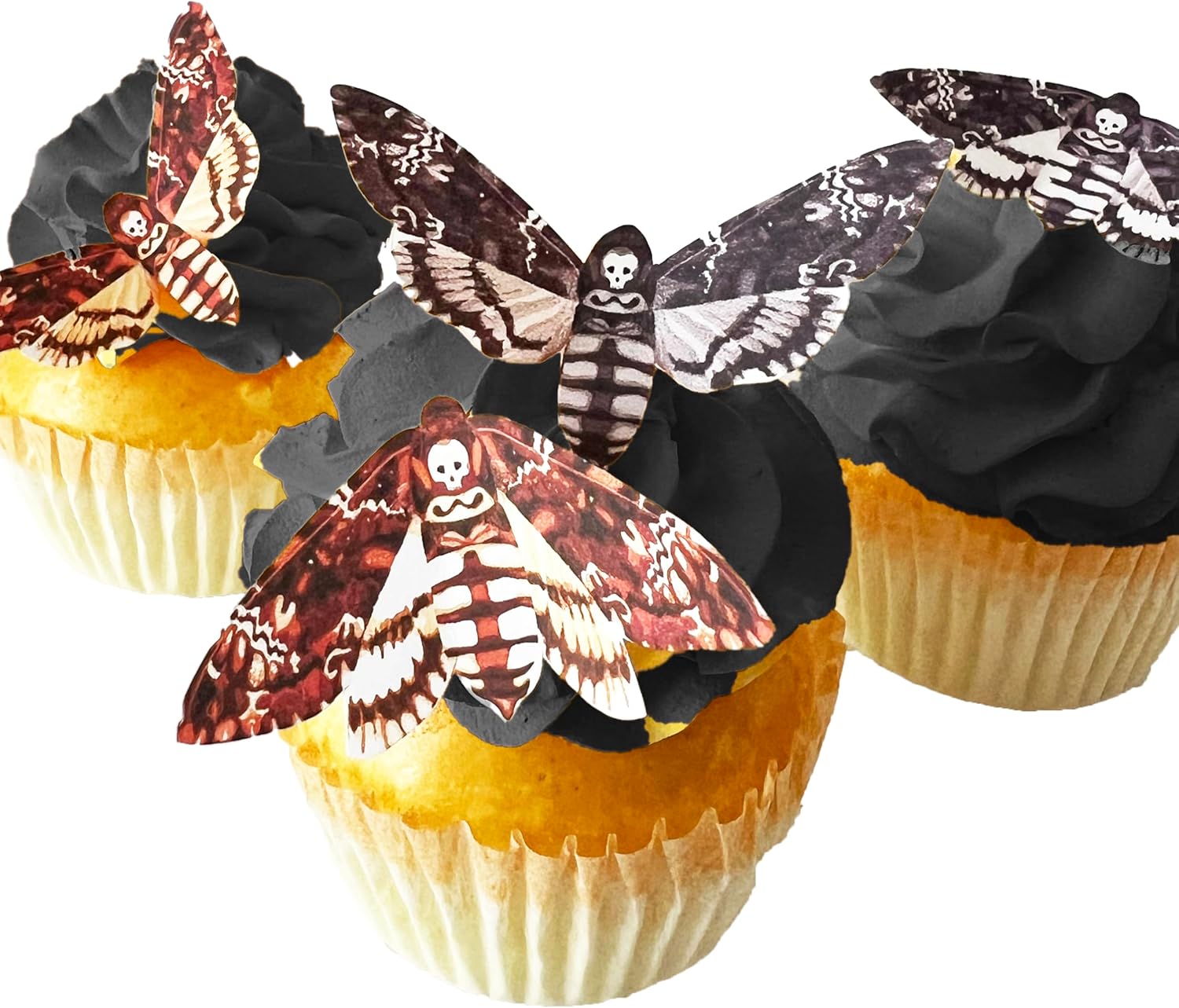 Edible Death Head Moth Cake Toppers – Small Size – Assorted Set of 24