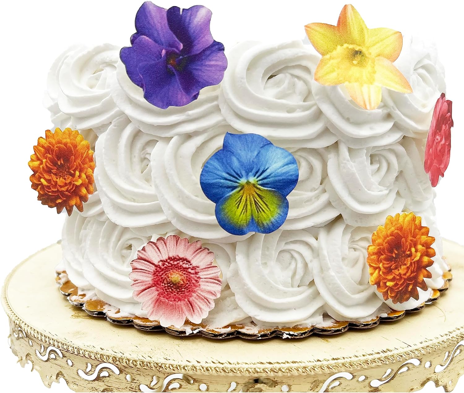 Small Edible Wafer Flowers – Set of 24 – Cake and Cupcake Decorations