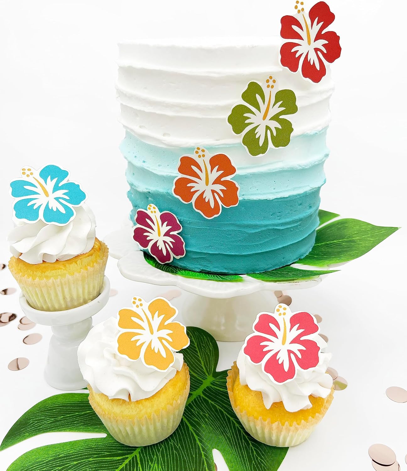 Edible Hibiscus Flower Cake Toppers – Small Size – Set of 20
